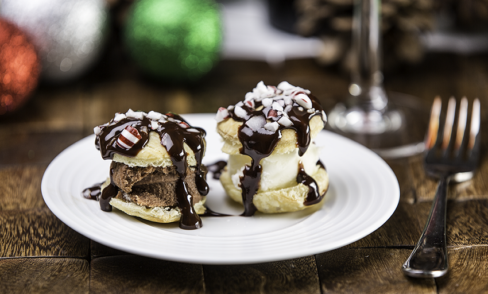 Holiday Chocolate Mint Profiteroles