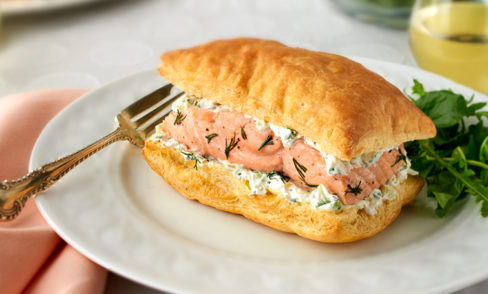 Salmon with Cucumber-Dill Cream Napoleons