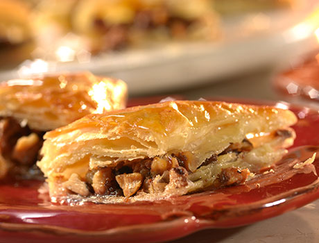 An image of prepared Baklava made with Pepperidge Farm® Puff Pastry Sheets, walnuts, brown sugar and honey.